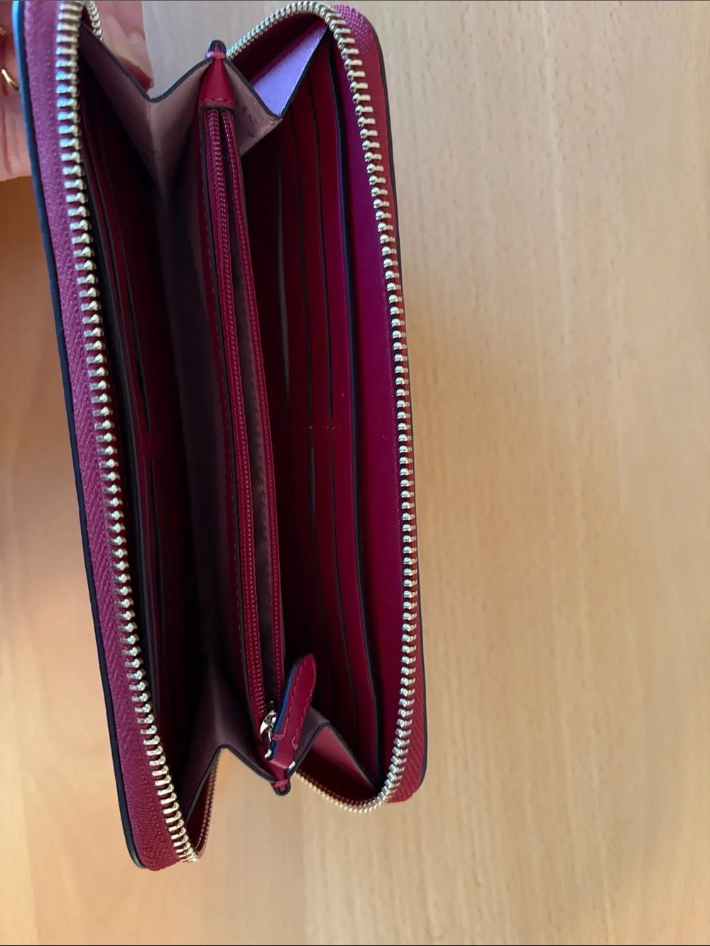 kate spade New York Patent Leather Zip Wallet in Deep Red